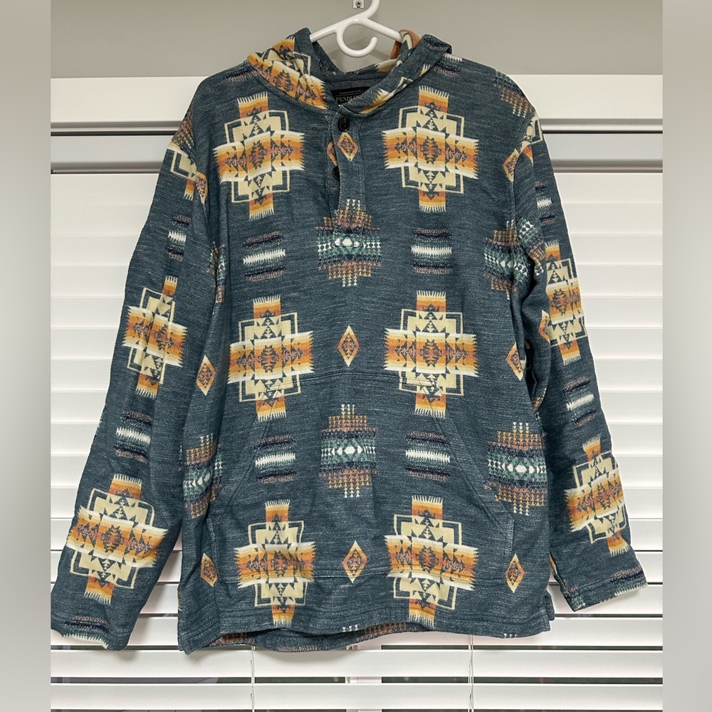 Pendleton hoodie popover - chief joseph blue, medium